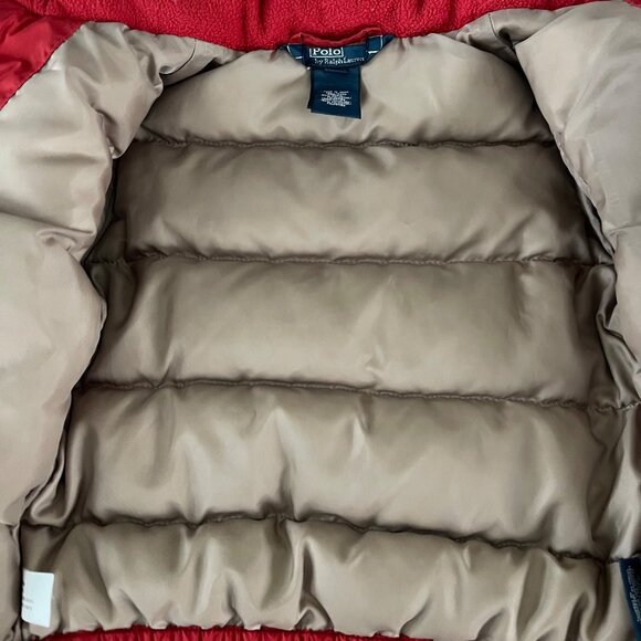 Polo By Ralph Lauren Boys Red Down Puffer Jacket Size 18M Hooded Winter Coat - Picture 16 of 16